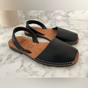 Pons Avarca Leather Black Sandals 37 /US 7 Made in Spain